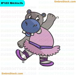 Hippopotamus Embroidery Design 4