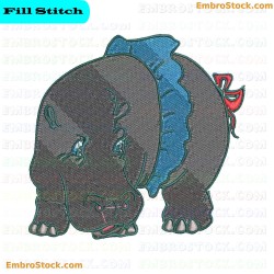 Hippopotamus Embroidery Design 5