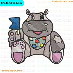 Hippopotamus Embroidery Design 7