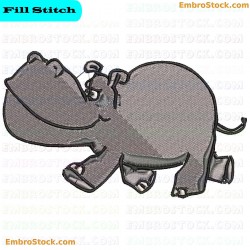 Hippopotamus Embroidery Design 8