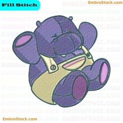 Hippopotamus Ragdoll Critters Embroidery Design 2