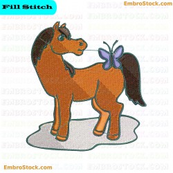 Horse And Butterfly Embroidery Design 14