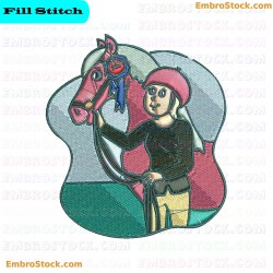 Horse And Rider Embroidery Design 1