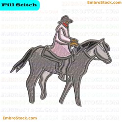 Horse And Rider Embroidery Design 3