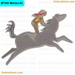 Horse And Rider Embroidery Design 4