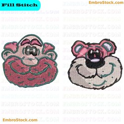 Human And Bear Twins Embroidery Design 8