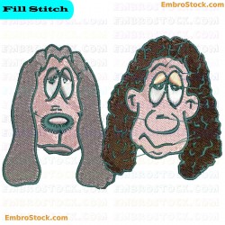 Human And Dog Faces Embroidery Design 4