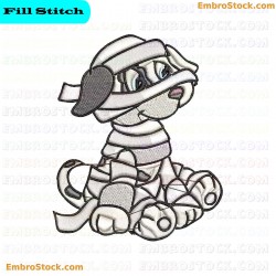 Humorous Mummified Puppy Embroidery Design 3