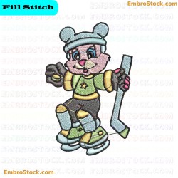 Ice Hockey Bear Embroidery Design 4