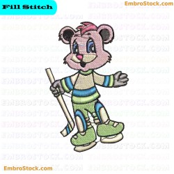 Ice Hockey Bear Embroidery Design 5