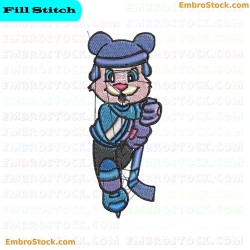 Ice Hockey Bear Embroidery Design 6