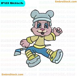 Ice Hockey Bear Embroidery Design 7