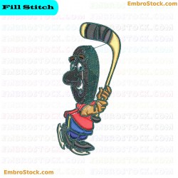 Ice Hockey Cartoon Character Embroidery Design 12