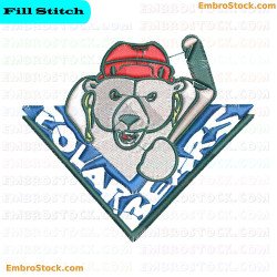Ice Hockey Emblem With Bear With Hockey Stick Embroidery Design 9