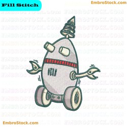 Illustrated Robot Embroidery Design 2