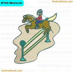 Jockey On Horse Embroidery Design 18