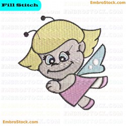 Joyful Girl Character With Wings Embroidery Design 4