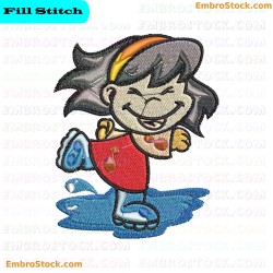 Joyful Skating Girl Embroidery Design 2