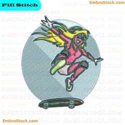 Joyful Skating Girl Embroidery Design 4