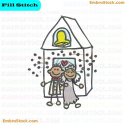 Just Married Embroidery Design 8