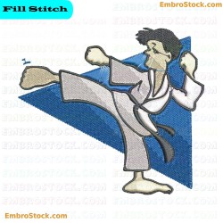 Karate Kick Embroidery Design 7