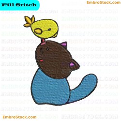 Kitten And Bird Embroidery Design 6