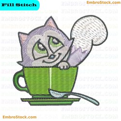 Kitten In A Teacup Embroidery Design 3