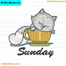 Kitten In A Teacup Embroidery Design 4