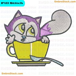 Kitten In A Teacup Embroidery Design 5