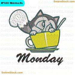 Kitten In A Teacup Kittens Week Embroidery Design 2