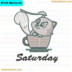 Kitten In A Teacup Kittens Week Embroidery Design 3