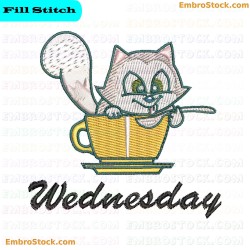 Kitten In Teacup Embroidery Design 7