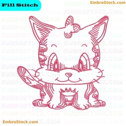 Kitten Line Drawing Embroidery Design 1