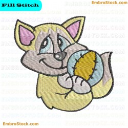 Kitten Playing With Yarn Ball Embroidery Design 12