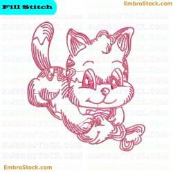 Kitten Sketch Embroidery Design 2