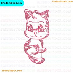 Kitten Sketch Embroidery Design 3