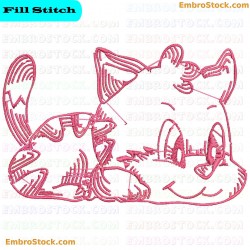 Kitten Sketch Embroidery Design 5