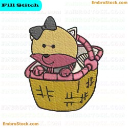 Kitty In A Basket Embroidery Design 17