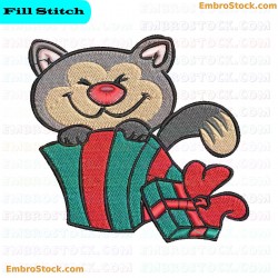 Kitty In Gift Box Embroidery Design 7