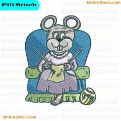 Knitting Squirrel Character Embroidery Design 4