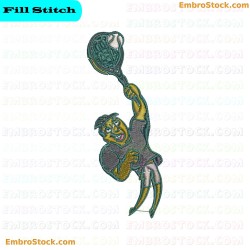 Lacrosse Playing Character Embroidery Design 24