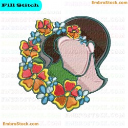 Lady Profile Embroidery Design 8