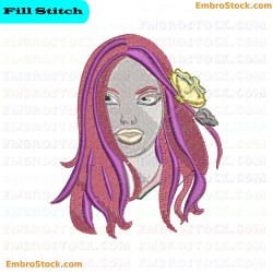 Lady With Flowers Embroidery Design 9