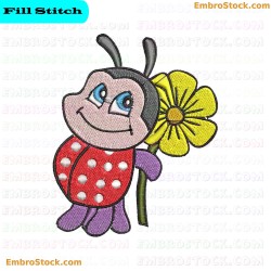 Ladybug Super Cute Bugs Embroidery Design 1