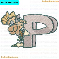 Letter P With Caveman Embroidery Design 16