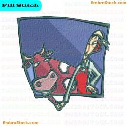 Life In Squares Farmer And Cow Embroidery Design 3