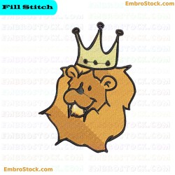 Lion Head With Crown Embroidery Design 12