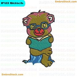 Little Bear Reading A Book Embroidery Design 10