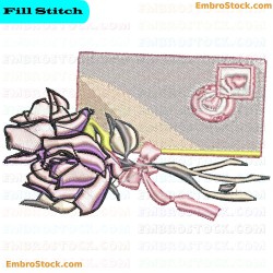 Love Rose And Letter Embroidery Design 2