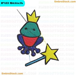 Magical Frog Character Embroidery Design 1